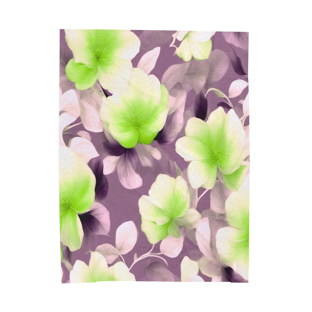 Lime Lavender Floral Bunch Velveteen Plush Blanket, 60" x 80"