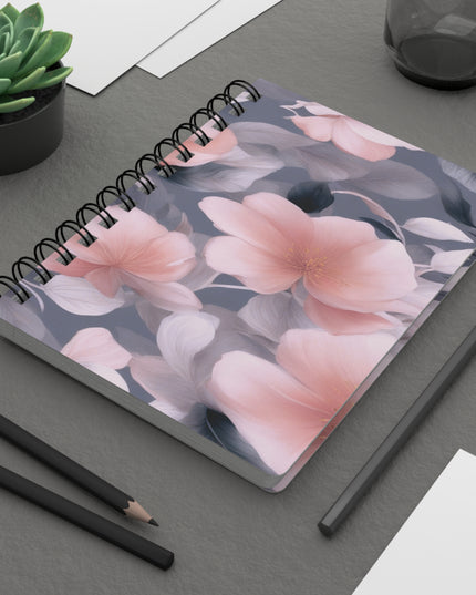 Peach and Blue Gray Floral Bunch Bound Journal, 5" x 7" 150 pages