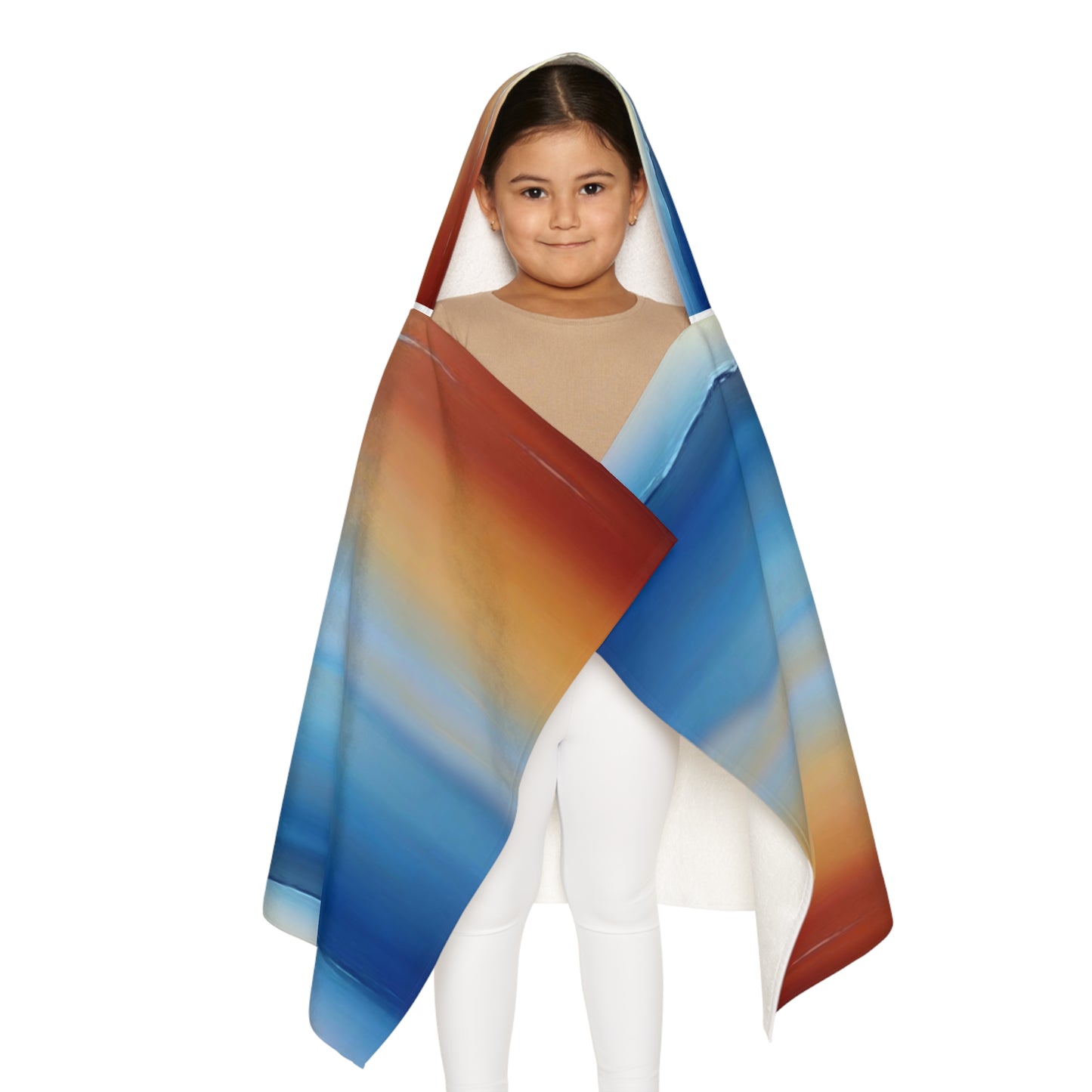 Blue Sea Red Orange Fog Youth Hooded Towel, 24" x 48"