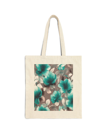 Tif Green Gray Floral Bunch Cotton Canvas Tote Bag