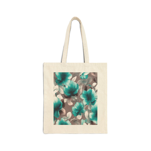 Tif Green Gray Floral Bunch Cotton Canvas Tote Bag