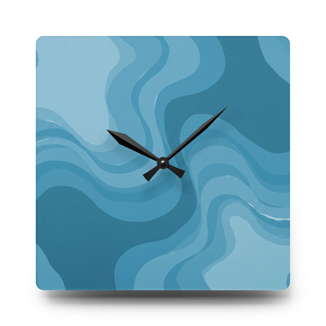 Sky Blue Wavey 10.75" x 10.75" Round or Square Acrylic Wall Clock