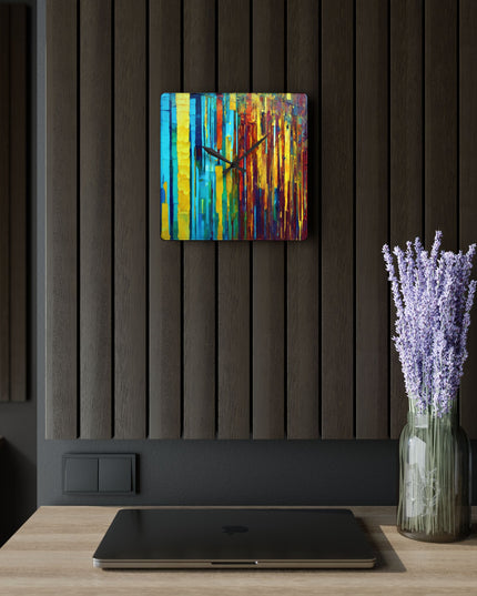 Striped Alpha Acrylic Wall Clock, Round or Square, 10.75" x 10.75"