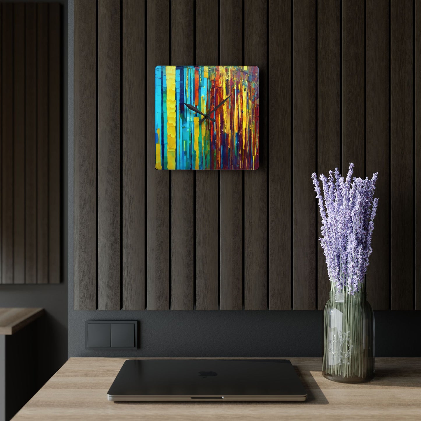 Striped Alpha Acrylic Wall Clock, Round or Square, 10.75" x 10.75"