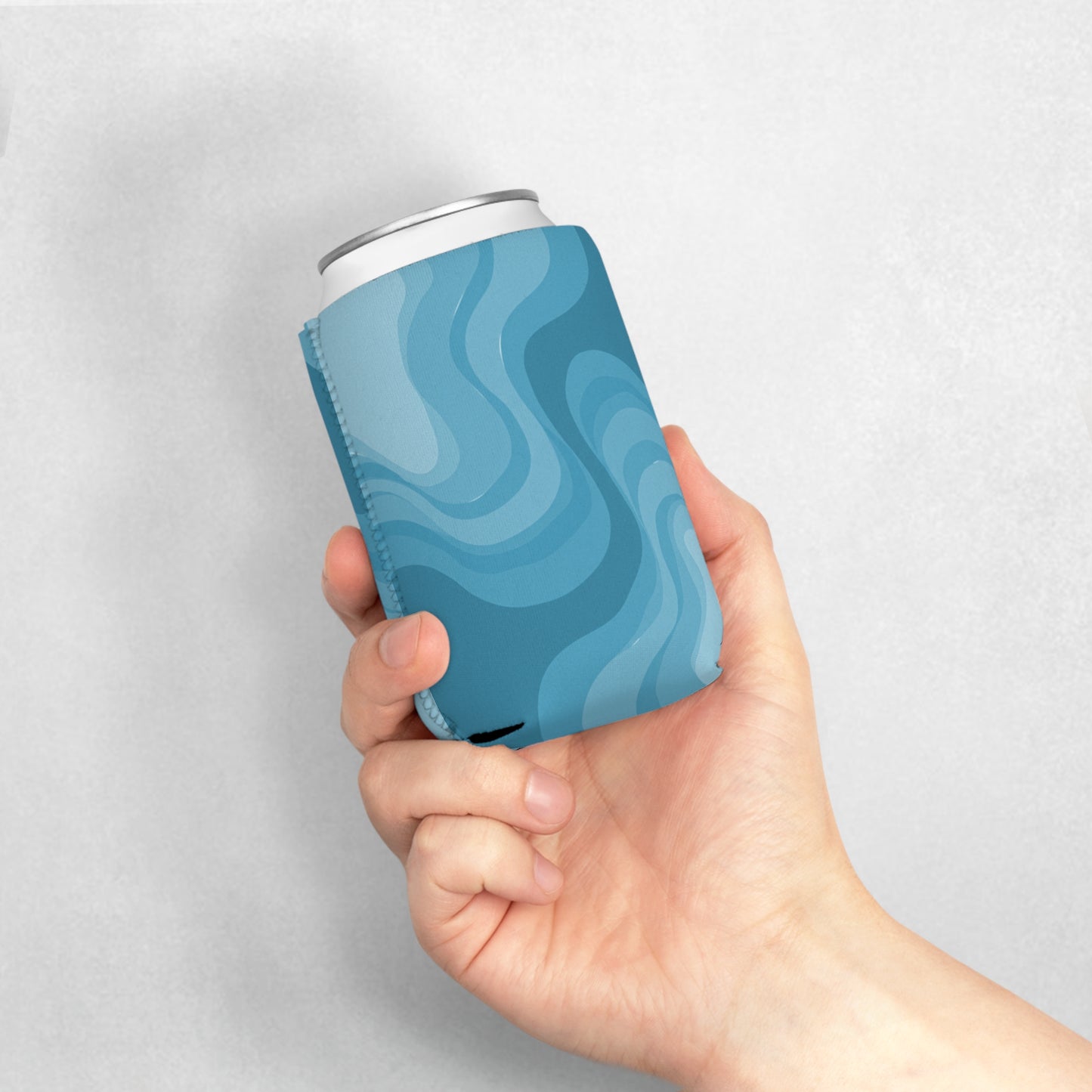 Sky Blue Wavey 12 oz Can Cooler Sleeve