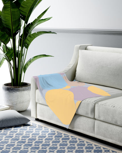 Pastel Baby Blue and Peach Patches Baby Swaddle 30″×40″ Blanket