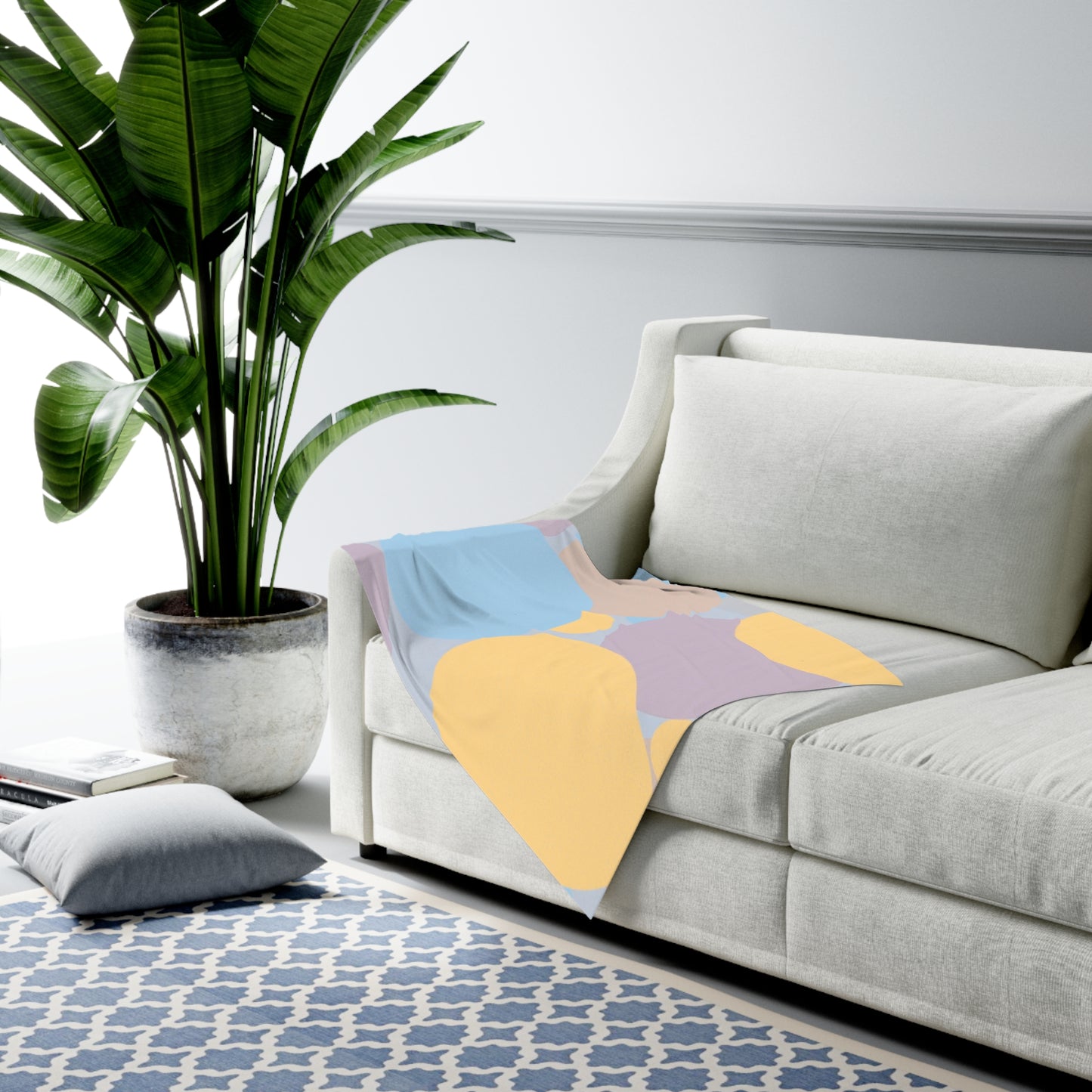Pastel Baby Blue and Peach Patches Baby Swaddle 30″×40″ Blanket