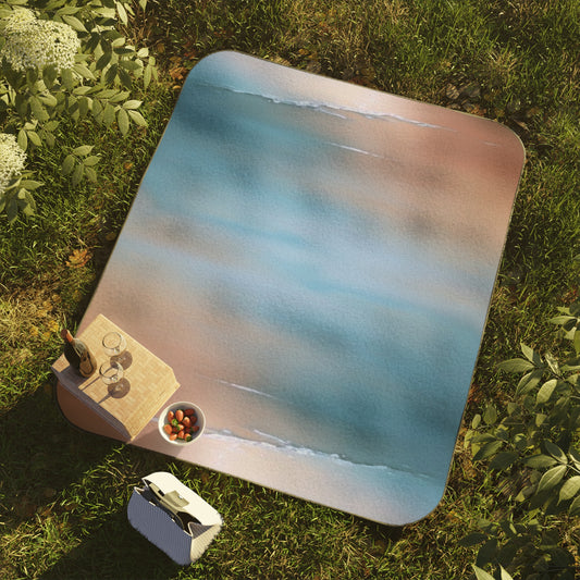 Blue Sea Peach Fog 61" × 51" Picnic Blanket