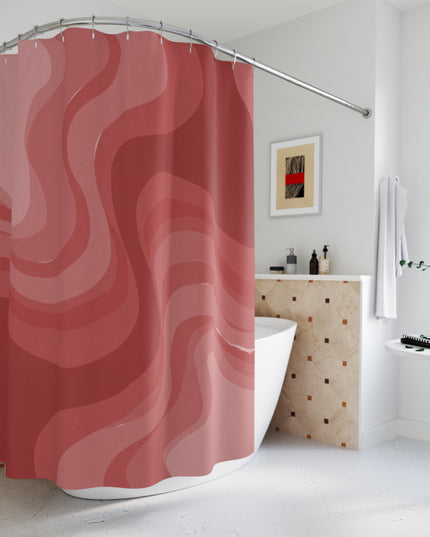 Power Red Wavey Shower Curtains, 71" x 74"