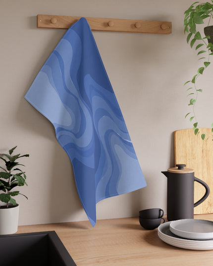 Deep Blue Wavey Tea Towels (cotton, poly), 18" x "30