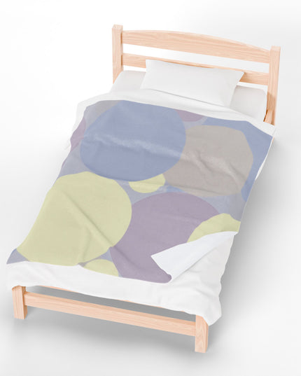 Pastel Soft Blue and Soft White Patches Velveteen Plush Blanket, 50" x 60"