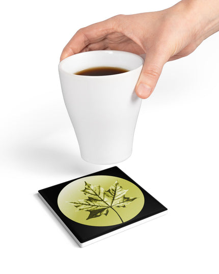 Lemongrass Maple Leaf 4" x 4" Square Ceramic Coaster