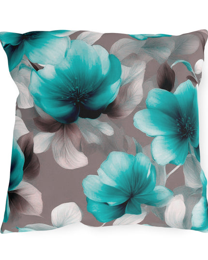 Tif Green Gray Floral Bunch 18" x 18" Outdoor Pillow