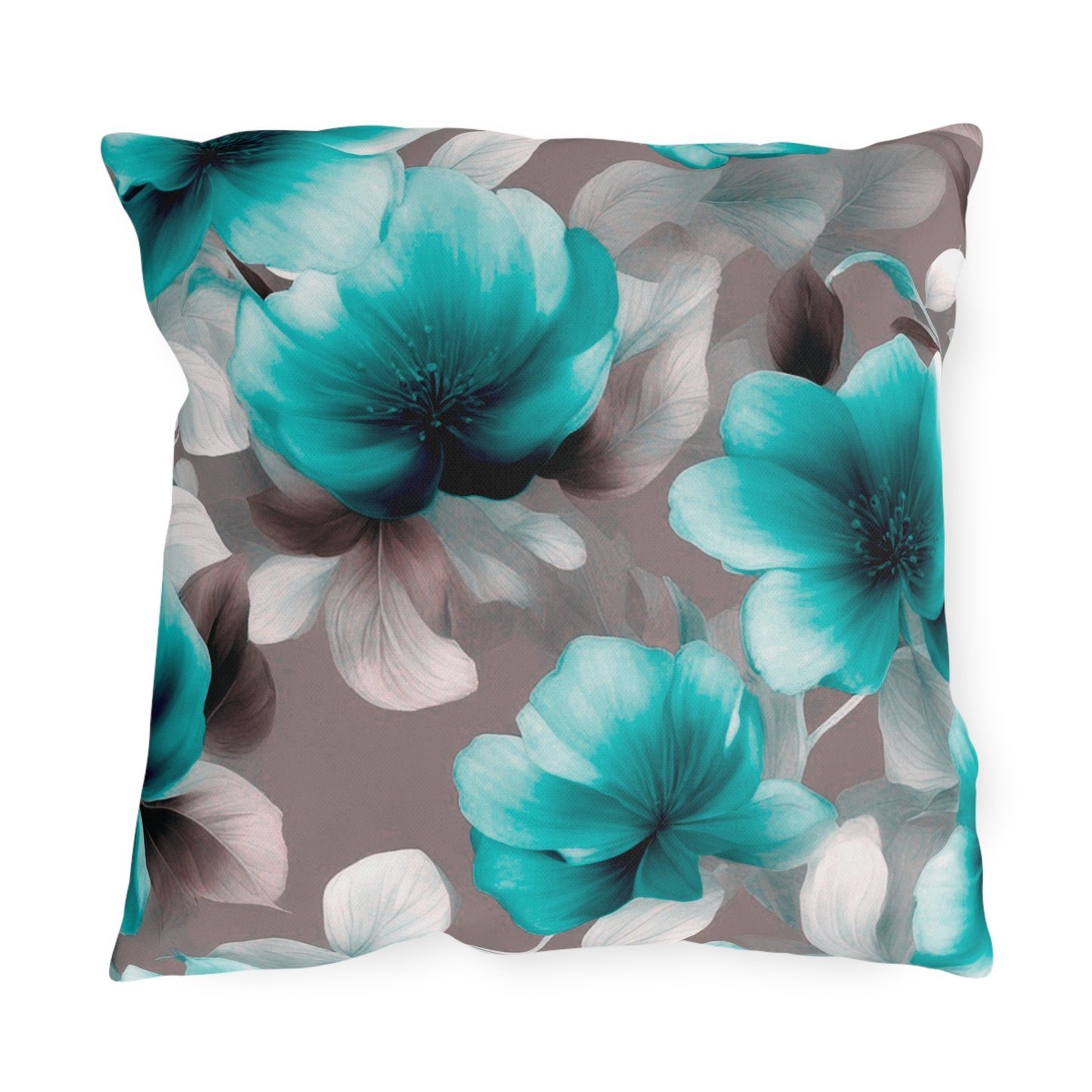 Tif Green Gray Floral Bunch 18" x 18" Outdoor Pillow