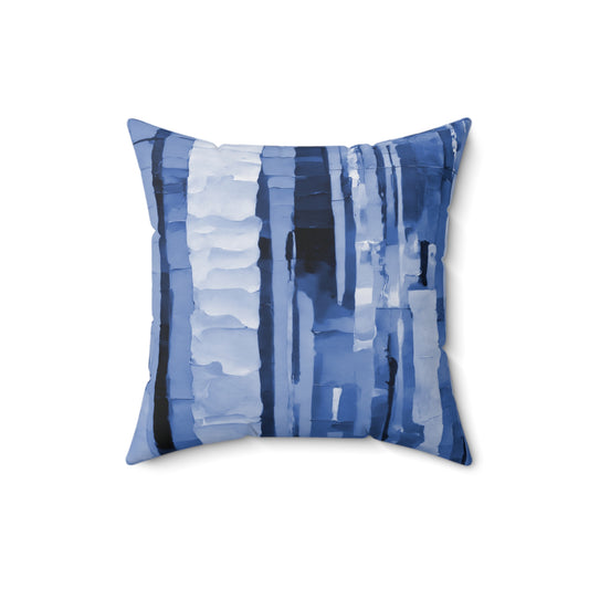 Striped Deep Blue 16" x 16" Faux Suede Square Pillow