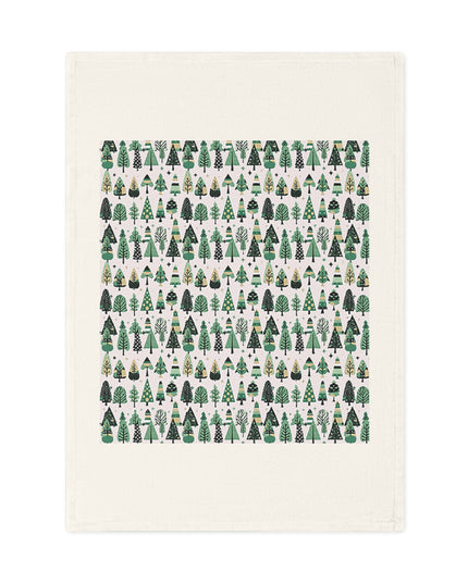 Mini Vintage Green Trees 19.6" x 27.5" Cotton Tea Towel