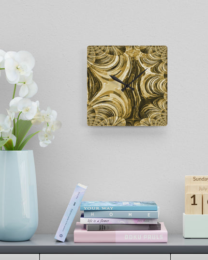Uzi Spiral Light Brown Acrylic Wall Clock, Round or Square, 10.75" x 10.75"