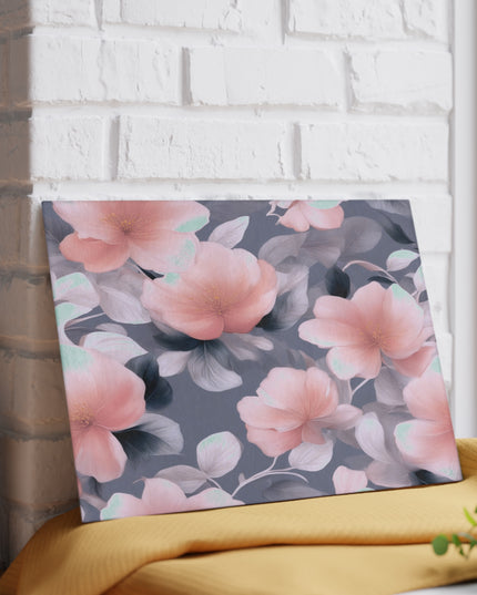 Peach and Blue Gray Floral Bunch Glass Cutting Board, 8" x 11"