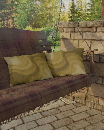 Brown Wavey 20" x 14" Outdoor Pillow