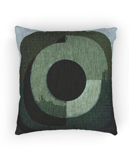 Green Eyepiece Woven Pillow, 17" x 18"