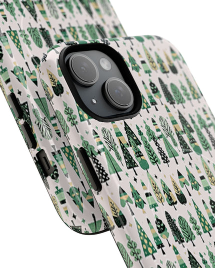 Mini Vintage Green Trees Iphone 15 Plus Tough Magnetic Cases