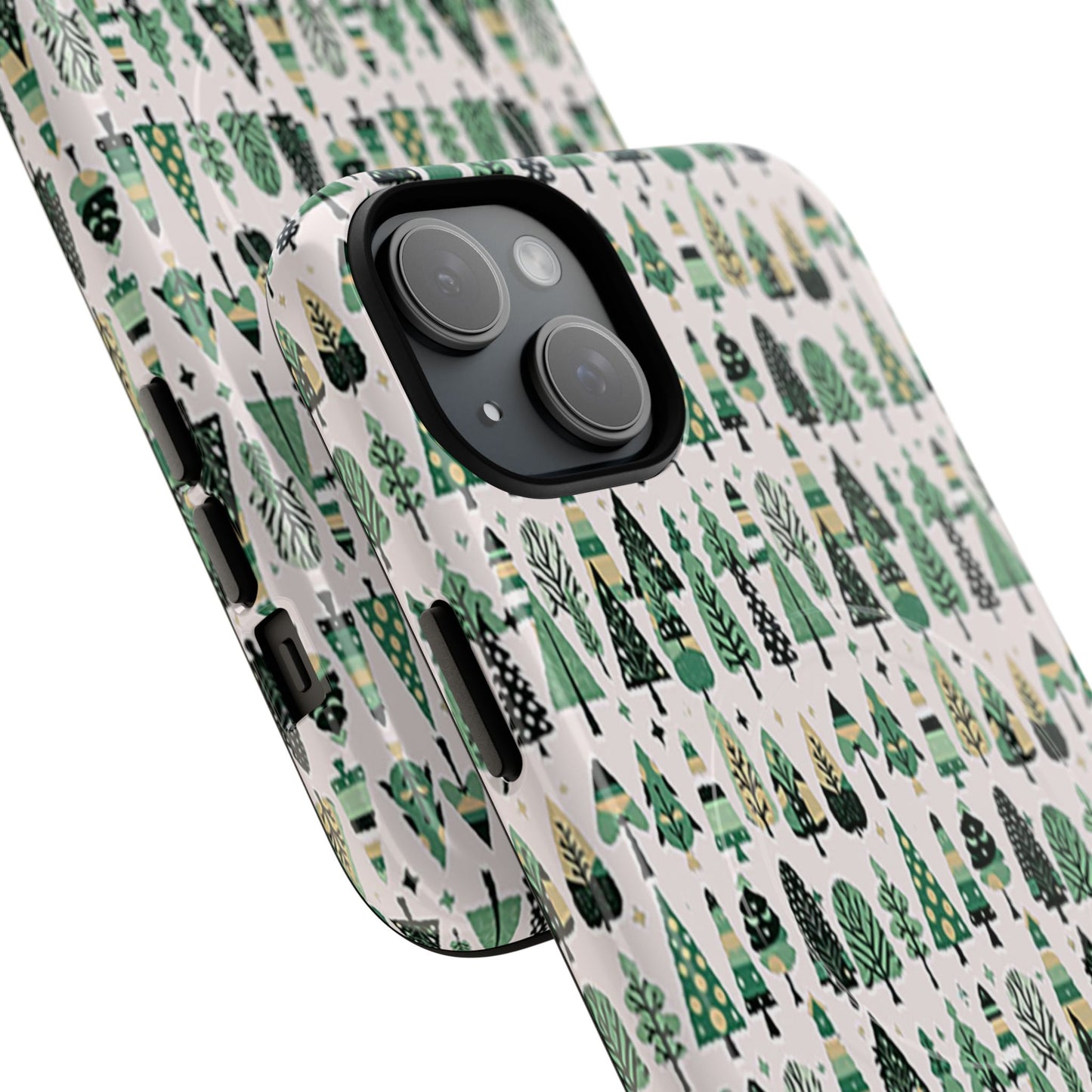 Mini Vintage Green Trees Iphone 15 Plus Tough Magnetic Cases