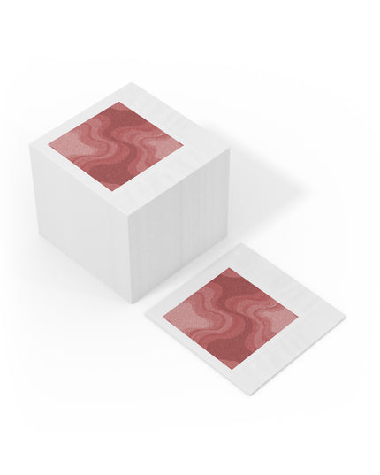 Power Red Wavey White Coined Napkins, 6.5" x 6.5"