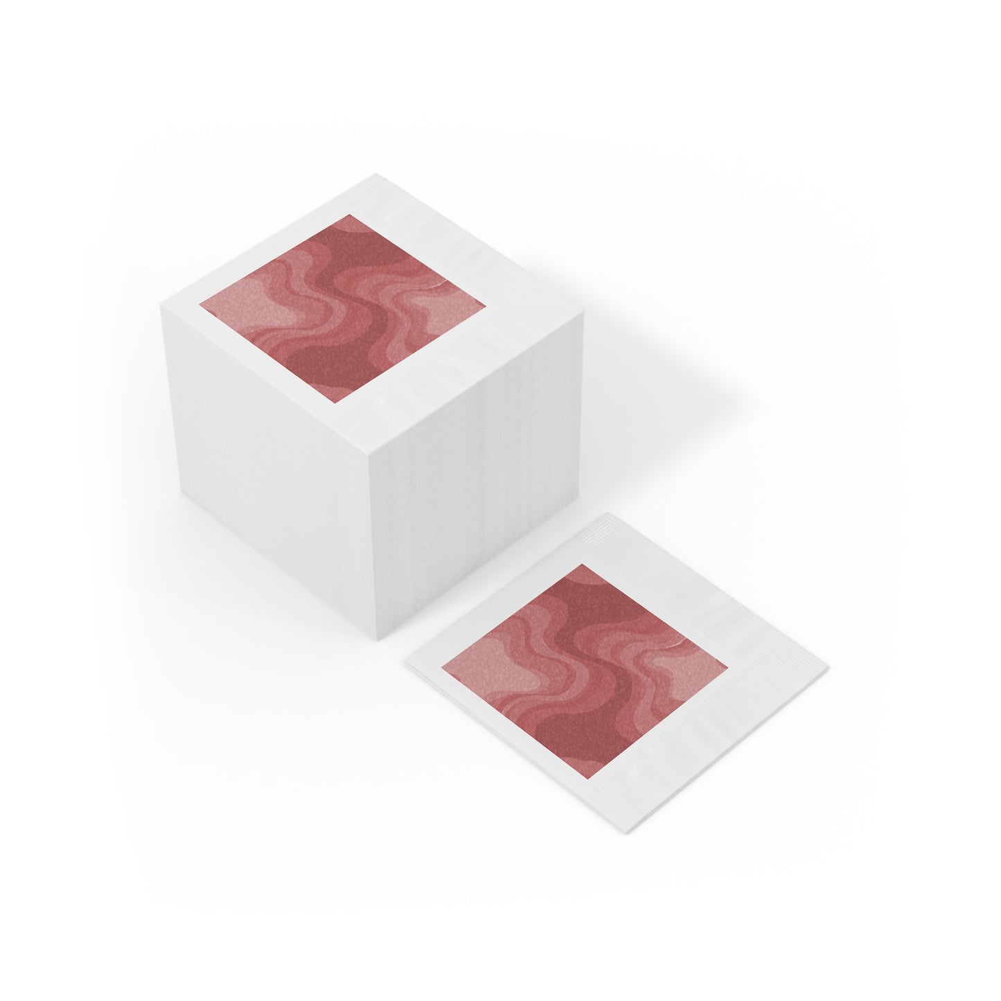 Power Red Wavey White Coined Napkins, 6.5" x 6.5"