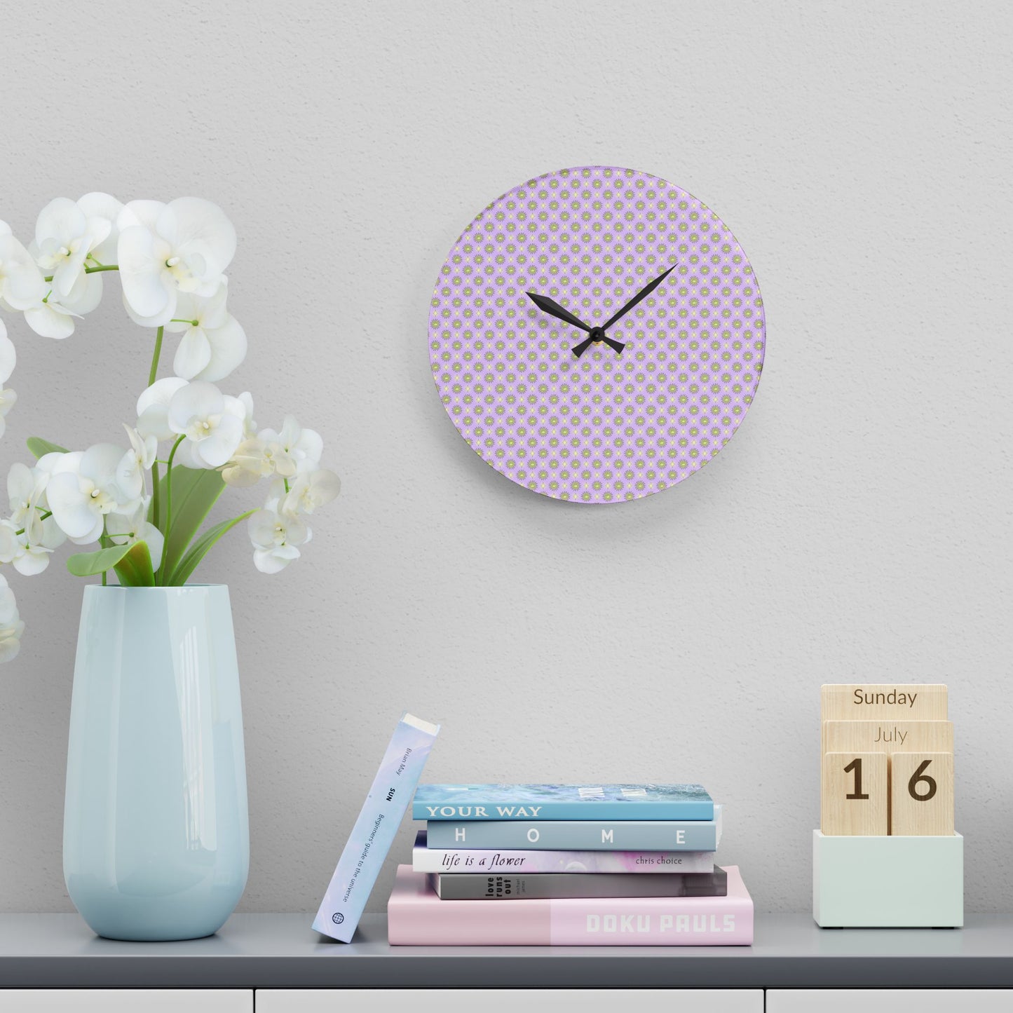 Magenta Star-crossed Bodies Acrylic Wall Clock, Round or Square, 10.75" x 10.75"