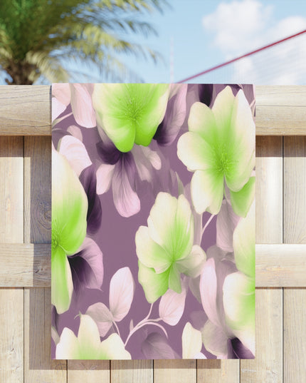 Lime Lavender Floral Bunch Beach Towel, 24" x 44"