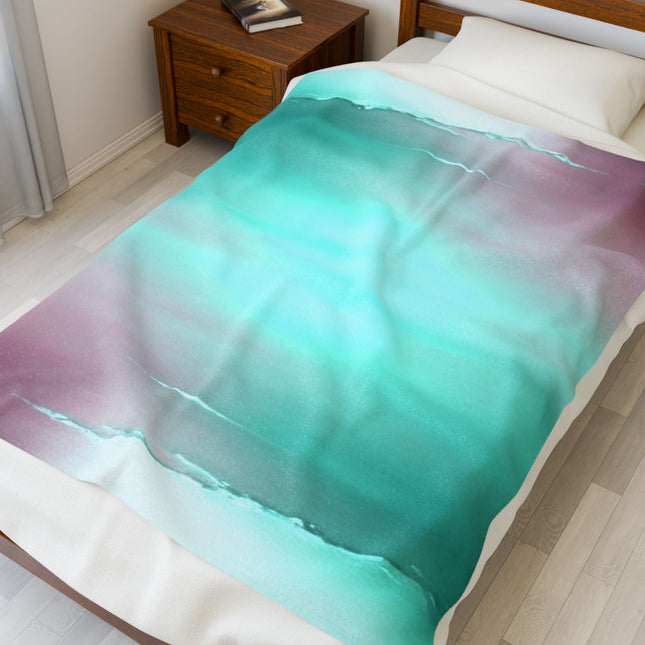 Green Sea Lavender Fog Velveteen Plush Blanket, 50" x 60"