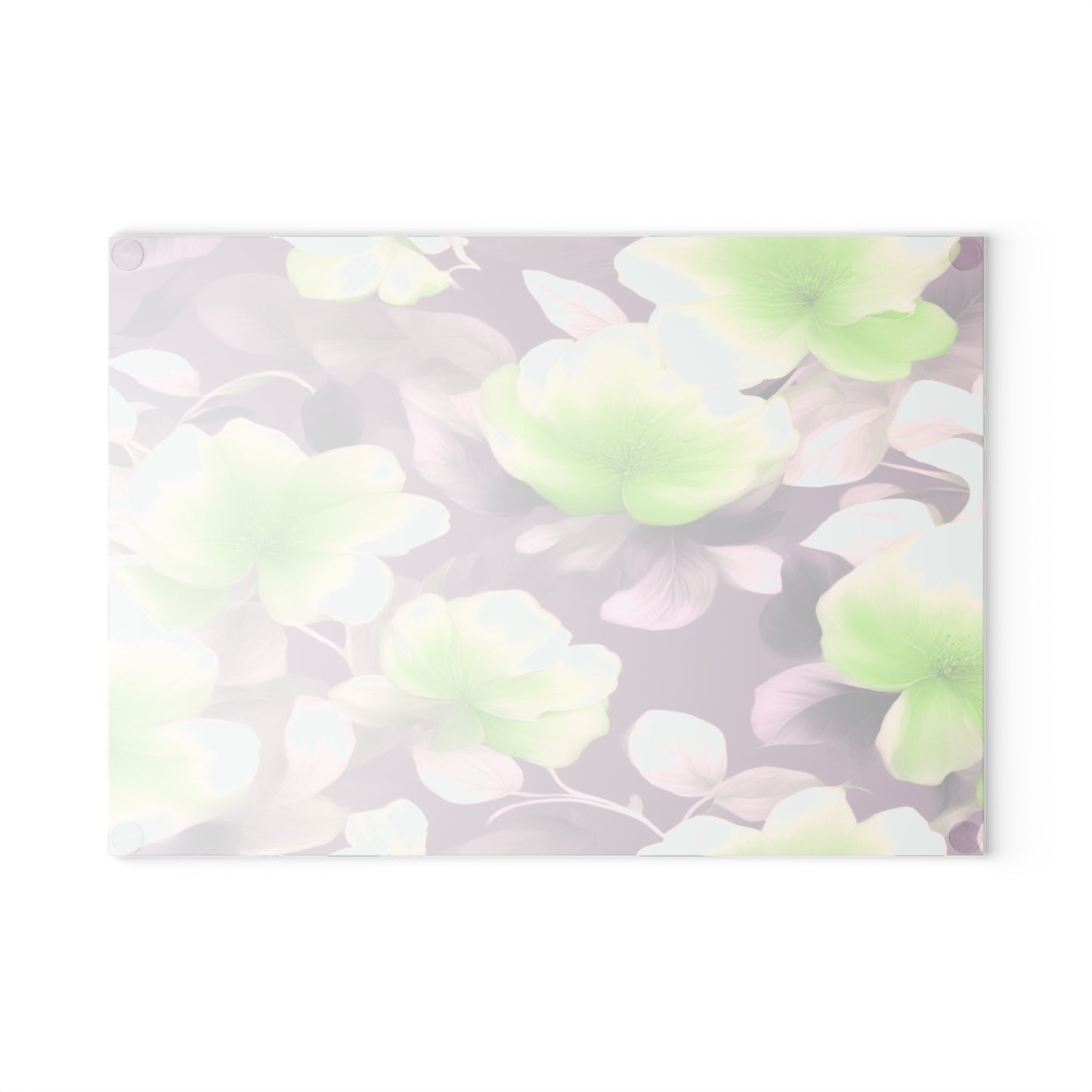 Lime Lavender Floral Bunch Glass Cutting Board, 8" x 11"
