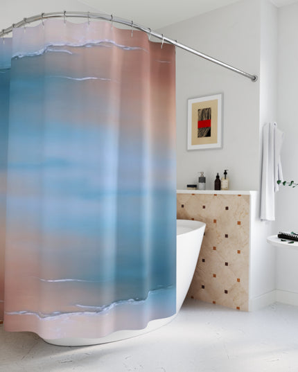 Blue Sea Peach Fog Shower Curtains, 71" x 74"