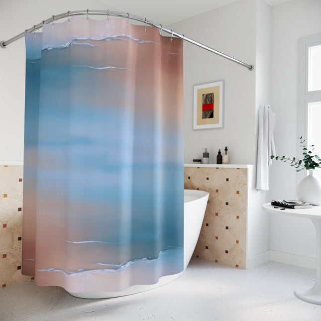 Blue Sea Peach Fog Shower Curtains, 71" x 74"