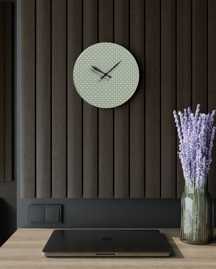 Olive Star-crossed Bodies Acrylic Wall Clock, Round or Square, 10.75" x 10.75"