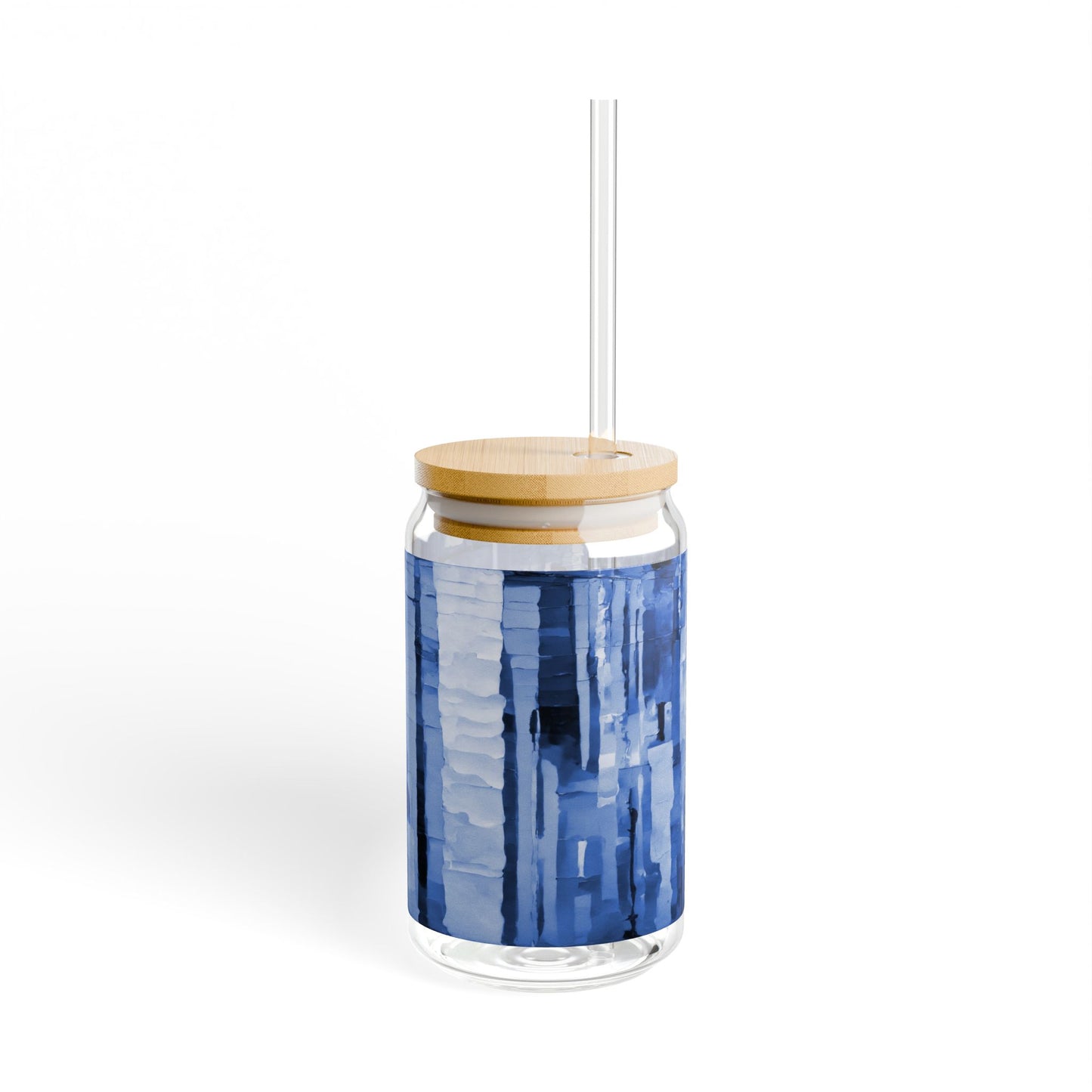 Striped Deep Blue Sipper Glass, 16oz