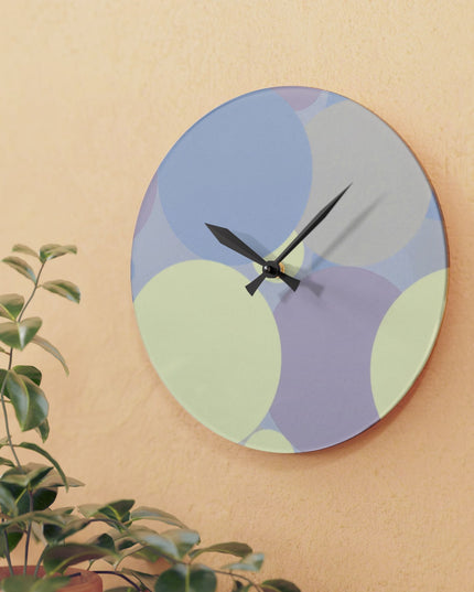 Pastel Soft Blue and Soft White Patches Acrylic Wall Clock, Round or Square, 10.75" x 10.75"