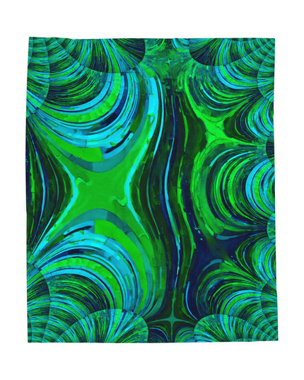 Uzi Spiral Blue Green Velveteen Plush Blanket, 50" x 60"