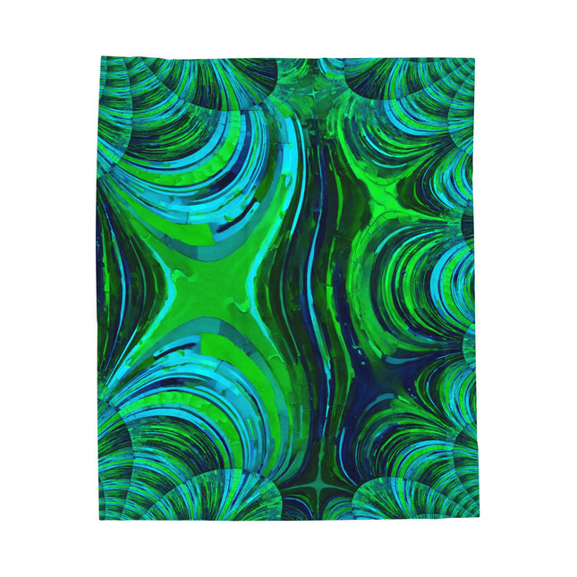 Uzi Spiral Blue Green Velveteen Plush Blanket, 50" x 60"