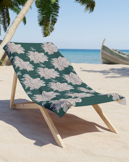 Soft White Floral Butterflies 30" x 60" Beach Towel