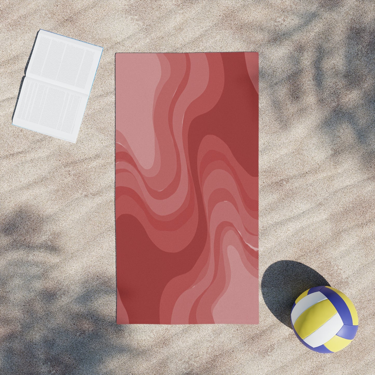 Power Red Wavey Beach Towel, 24" x 44"