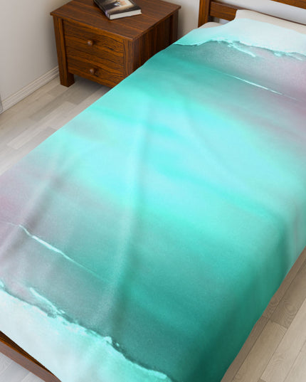 Green Sea Lavender Fog Velveteen Plush Blanket, 60" x 80"