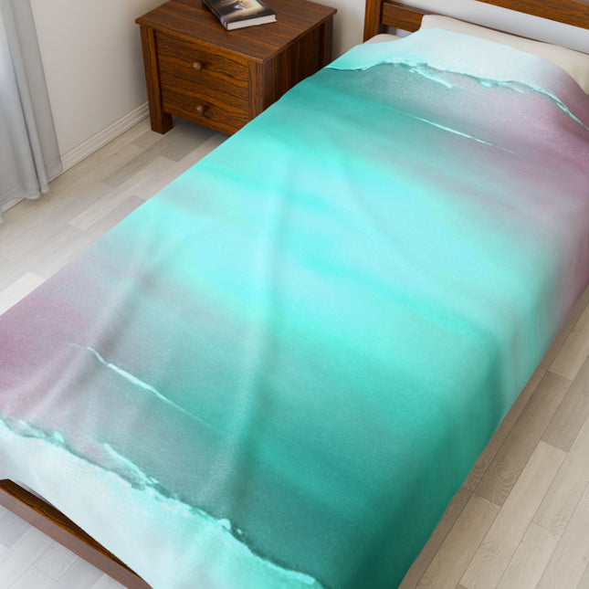 Green Sea Lavender Fog Velveteen Plush Blanket, 60" x 80"