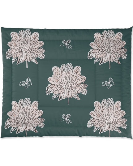 Soft White Floral Butterflies 104" × 88" Comforter
