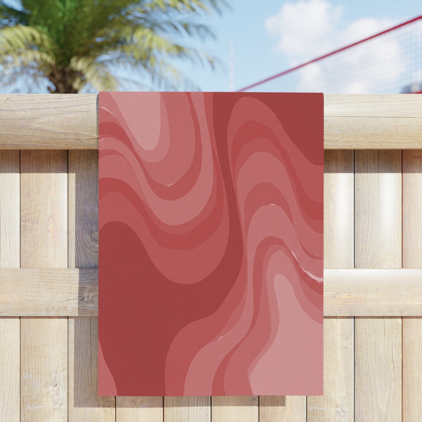 Power Red Wavey Beach Towel, 24" x 44"