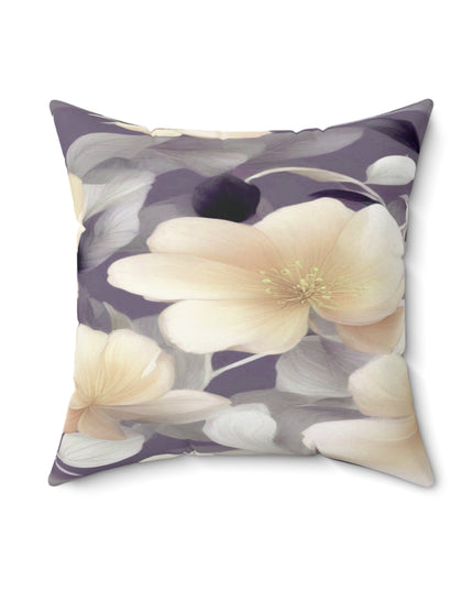 White Blush Floral Bunch Faux Suede Square Pillow, 18" x 18"