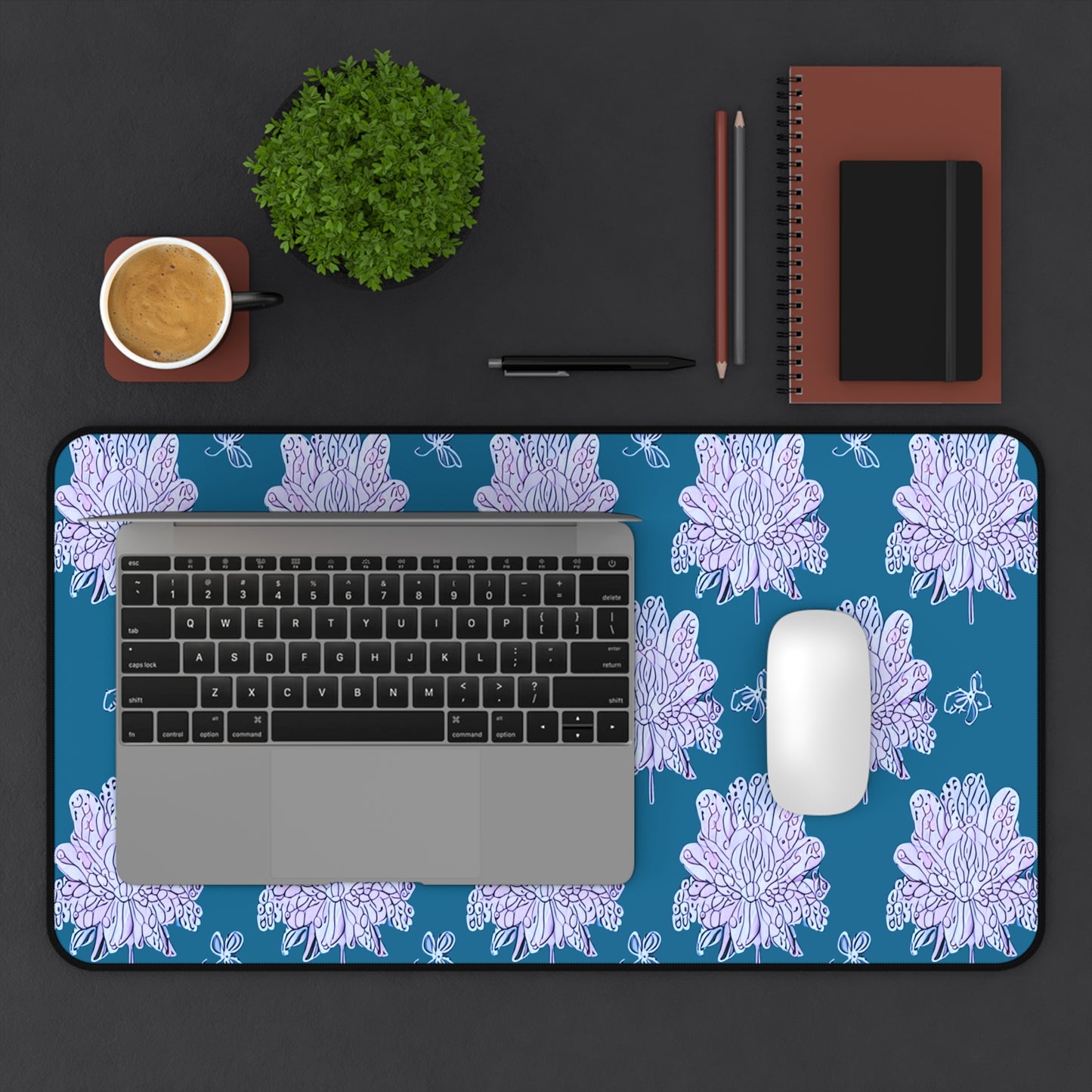 Lavender Floral Butterflies 12" x 22" Desk Mat