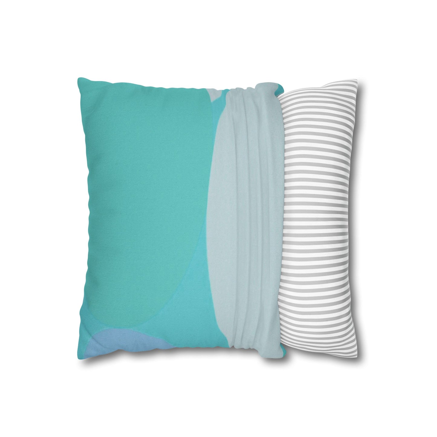 Pastel Tan and Tif Patches Spun Polyester Square Pillowcase, 14" x 14"