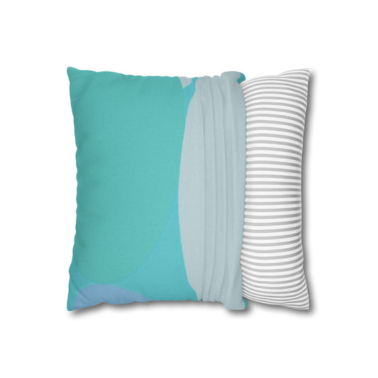 Pastel Tan and Tif Patches Spun Polyester Square Pillowcase, 14" x 14"