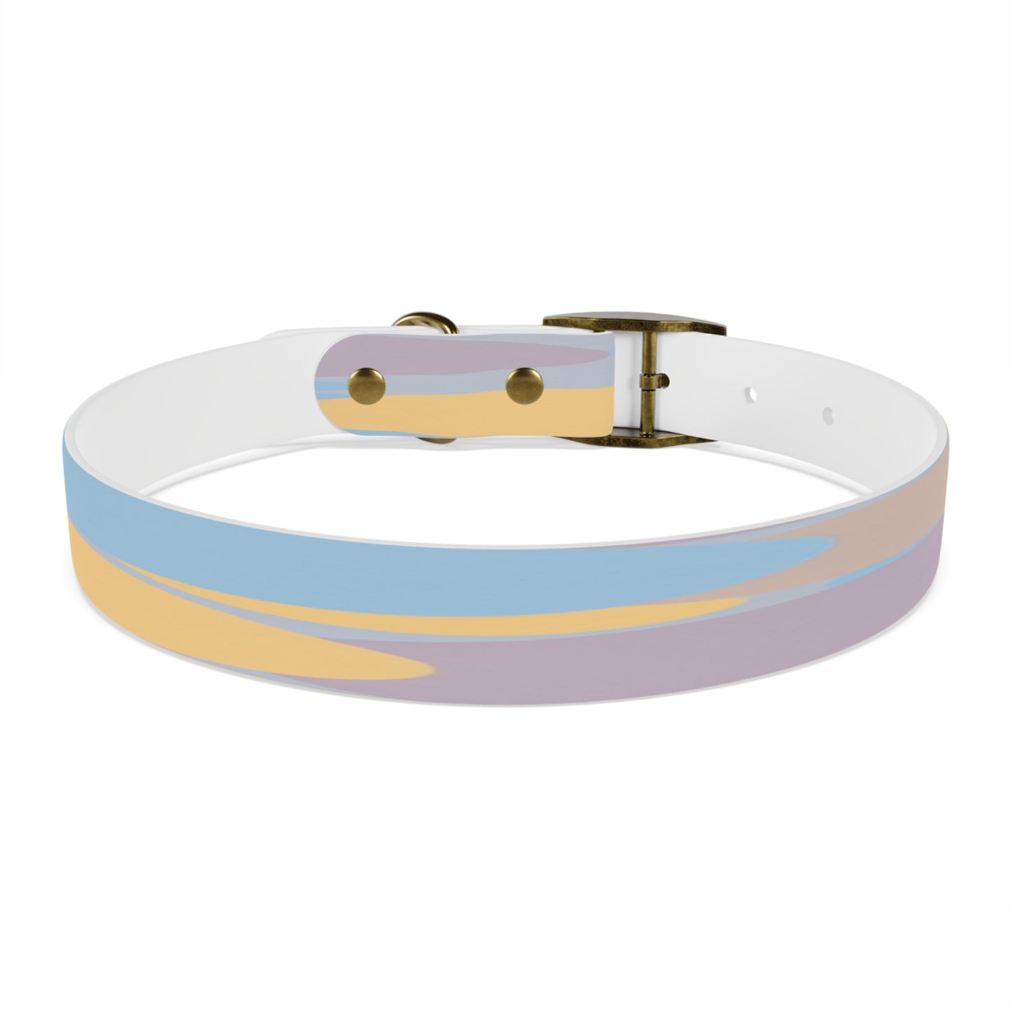 Pastel Baby Blue and Peach Patches Large Dog Collar